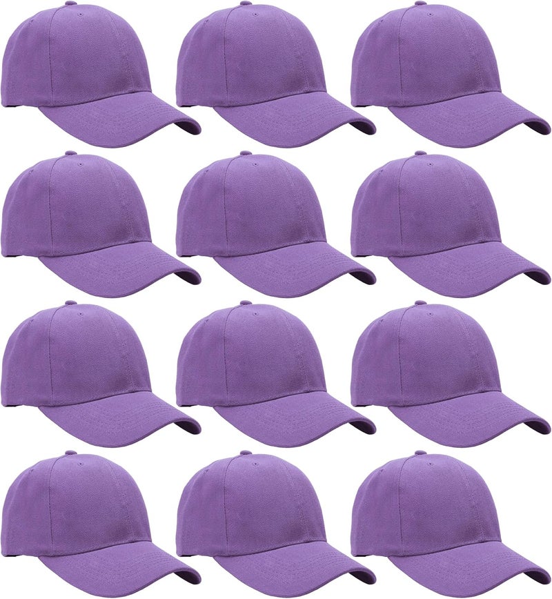 Falari Wholesale Bulk Lot 12-Pack Baseball Cap Adjustable Size Plain Blank Solid Color - Image 1